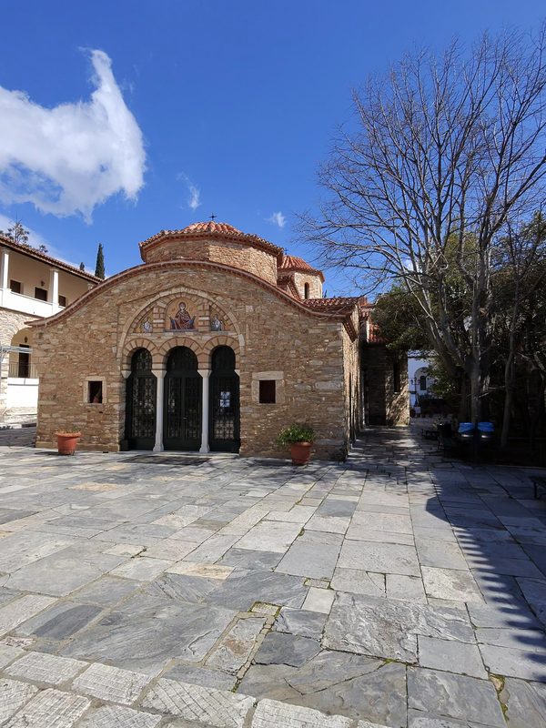 The Byzantine church of Penteli Monastery on the slopes of Mount Penteli